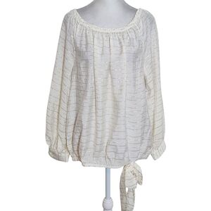 Vince Camuto Sheer Cream and Metallic Gold Top NWT Size Large Ivory Blouse
